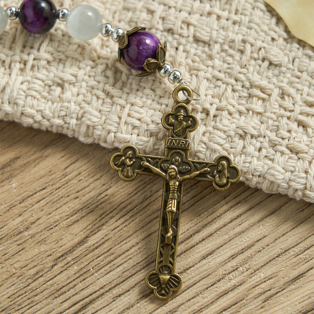 Christianartworkshop Rosenkranz mit Katzenaugenperlen und Marienmedaille: Ein Symbol göttlicher Führung und des Glaubens - image 8