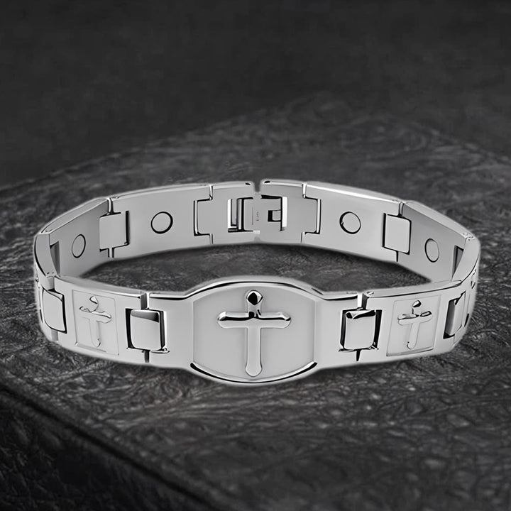 Christianartworkshop Gliederkettenarmband mit Kreuzgravur: Ein Symbol göttlicher Stärke und Glauben - Silber - image 11