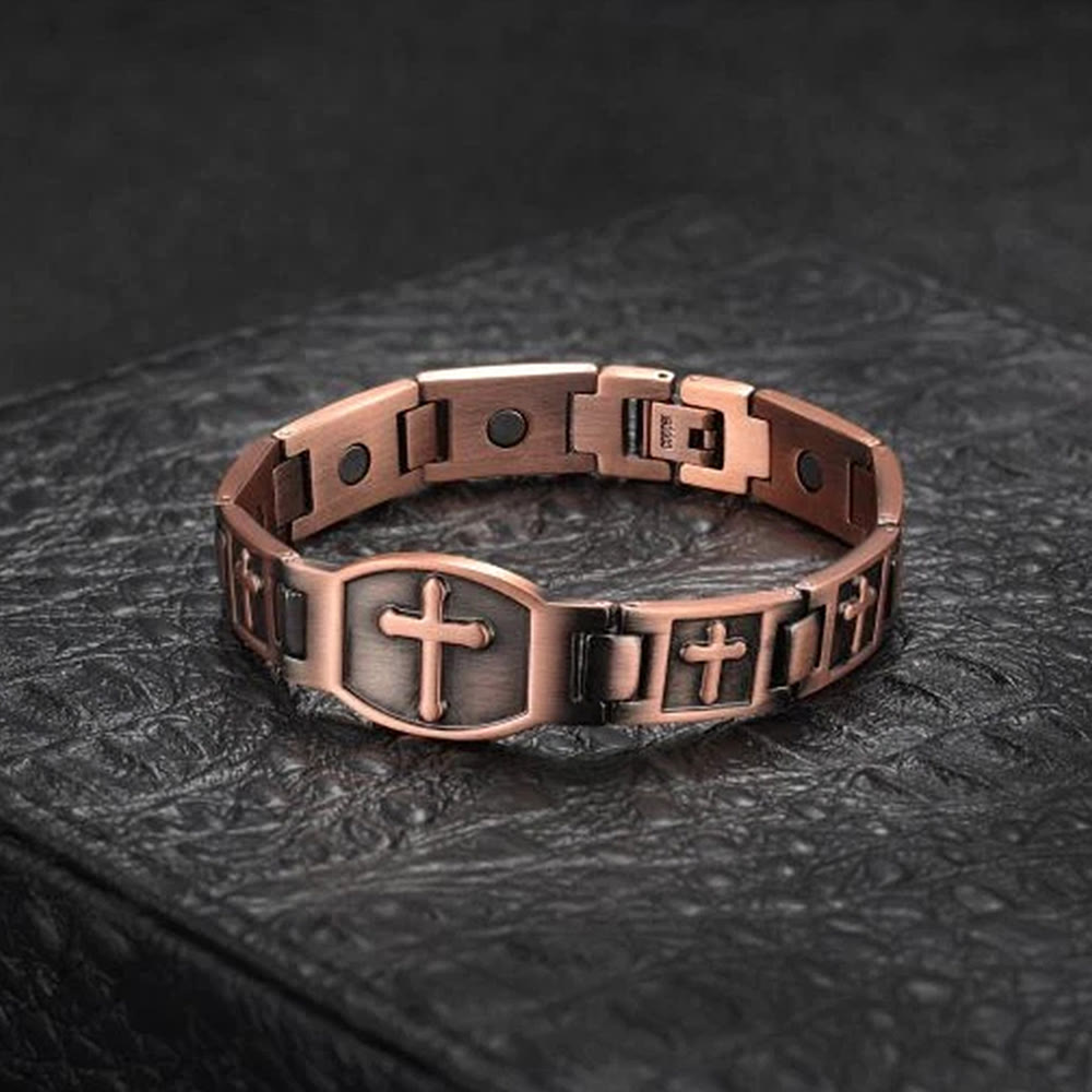 Christianartworkshop Gliederkettenarmband mit Kreuzgravur: Ein Symbol göttlicher Stärke und Glauben - Bronze - image 0