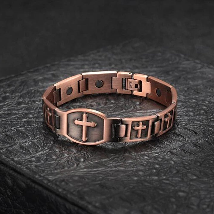 Christianartworkshop Gliederkettenarmband mit Kreuzgravur: Ein Symbol göttlicher Stärke und Glauben - Bronze - image 0