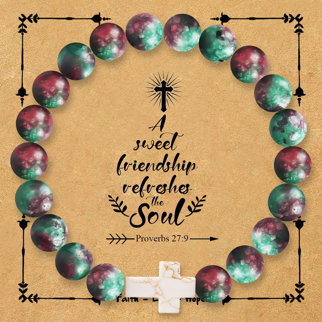 Christianartworkshop Naturstein-Kreuzarmband mit Karte aus Sprüche 27,9: Ein Symbol göttlicher Freundschaft und Gnade. - Roter Jade - image 9