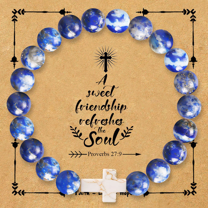 Christianartworkshop Naturstein-Kreuzarmband mit Karte aus Sprüche 27,9: Ein Symbol göttlicher Freundschaft und Gnade. - Lapislazuli - image 7