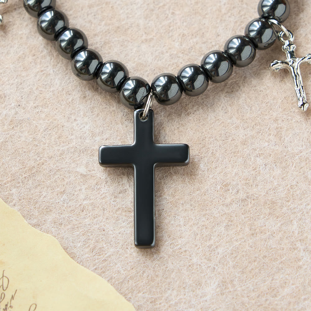 Christianartworkshop Hämatitperlen-Kreuzarmband mit Mini-Kruzifix-Anhängern: Ein Symbol göttlichen Schutzes und Glaubens - image 5