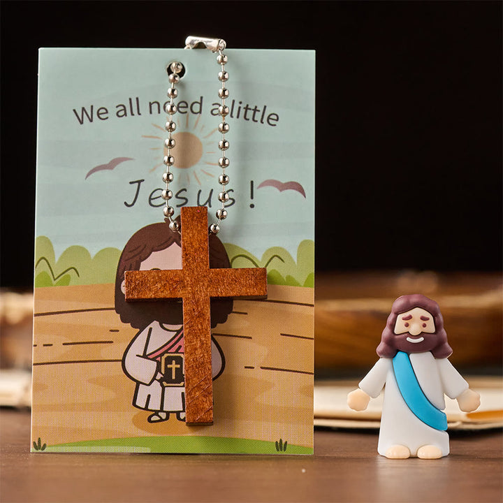 Christianartworkshop Mini-Jesus-Figur-Set mit Bibelverskarte und Kreuzanhänger: Ein Symbol göttlicher Freude und des Glaubens - image 5