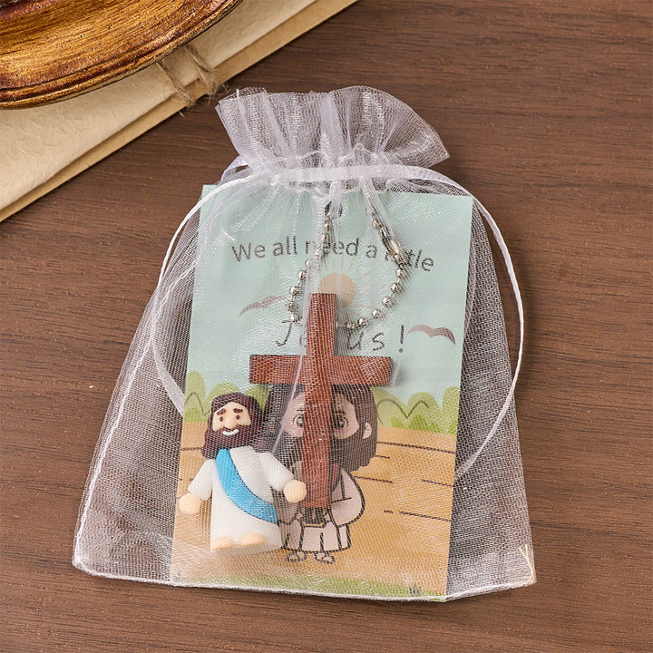 Christianartworkshop Mini-Jesus-Figur-Set mit Bibelverskarte und Kreuzanhänger: Ein Symbol göttlicher Freude und des Glaubens - image 6