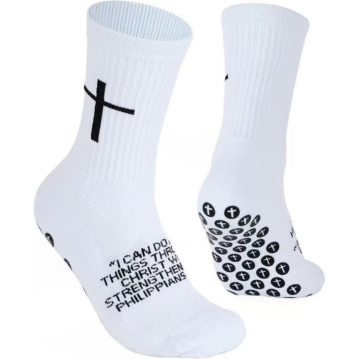 Christianartworkshop Mit Bibelversen bedruckte, rutschfeste Fußballsocken: Philipper 4,13 & Sprüche 3,5 - image 3