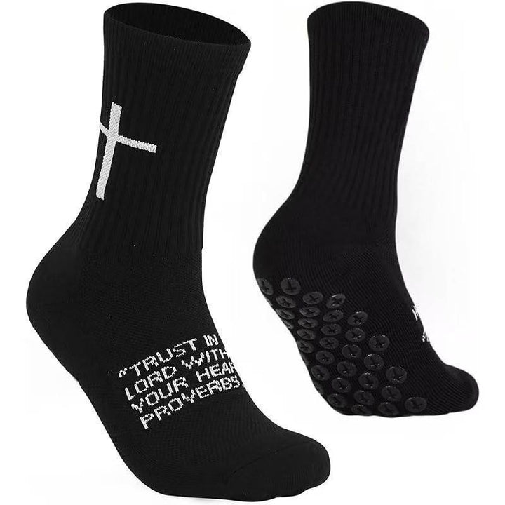 Christianartworkshop Mit Bibelversen bedruckte, rutschfeste Fußballsocken: Philipper 4,13 & Sprüche 3,5 - Schwarz - 10 Paare - image 4