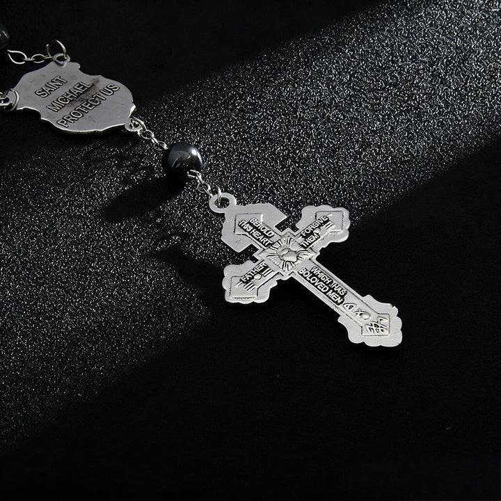 Christianartworkshop Autoanhänger aus Hämatitperlen mit St.-Michael-Medaille und Kruzifix: Ein Geschenk himmlischen Schutzes und himmlischer Stärke - image 11
