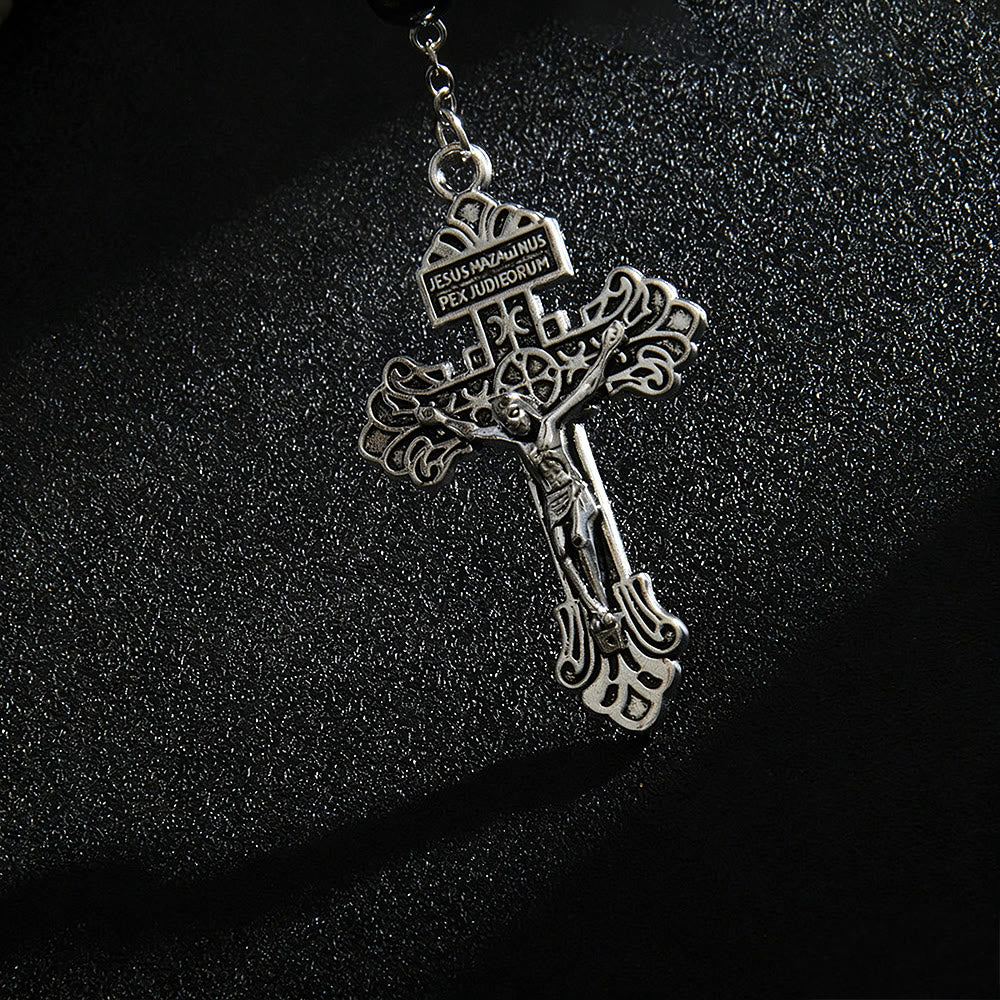 Christianartworkshop Autoanhänger aus Hämatitperlen mit St.-Michael-Medaille und Kruzifix: Ein Geschenk himmlischen Schutzes und himmlischer Stärke - image 12
