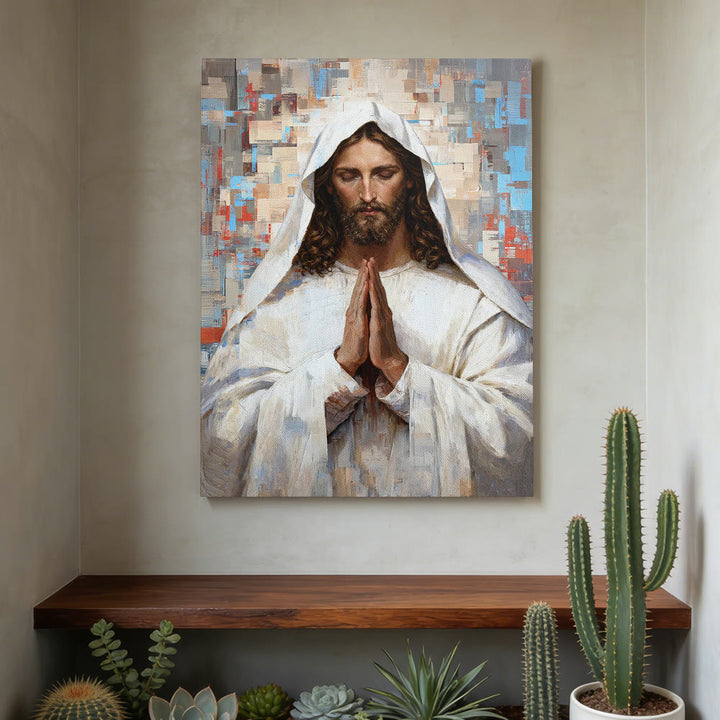 Christianartworkshop Göttliches Gebet – Jesus auf Leinwand: Porträt des betenden Christus - image 1