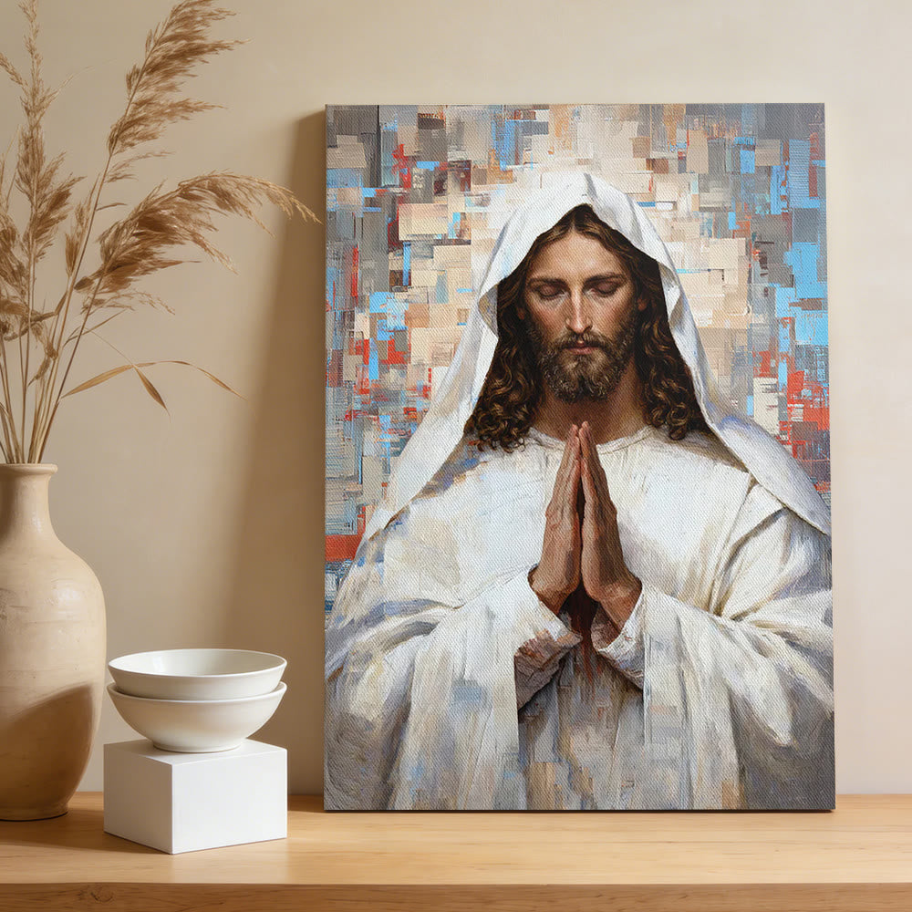 Christianartworkshop Göttliches Gebet – Jesus auf Leinwand: Porträt des betenden Christus - image 2