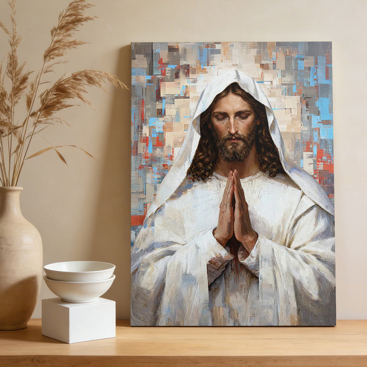 Christianartworkshop Göttliches Gebet – Jesus auf Leinwand: Porträt des betenden Christus - image 2