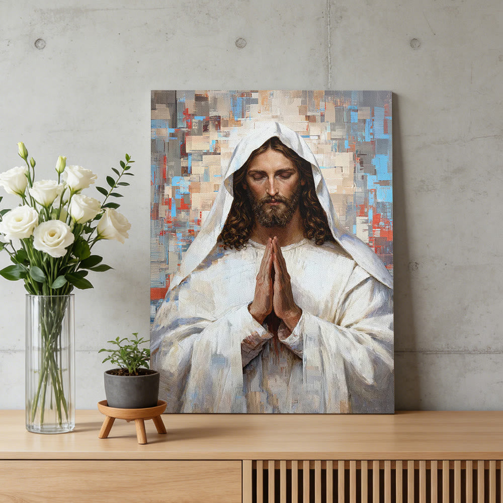 Christianartworkshop Göttliches Gebet – Jesus auf Leinwand: Porträt des betenden Christus - image 3
