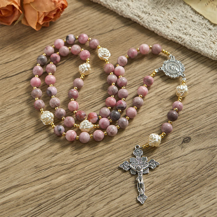 Christianartworkshop Rosenkranz „Rosa Zebra Jasper“ für das neue Jahr 2026: Personalisierter Name und Glaube - image 3