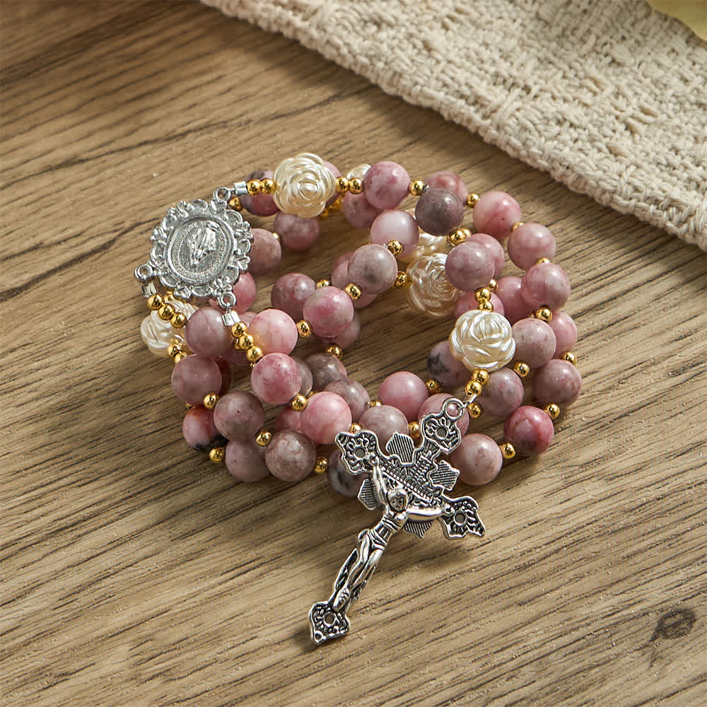 Christianartworkshop Rosenkranz „Rosa Zebra Jasper“ für das neue Jahr 2026: Personalisierter Name und Glaube - image 2