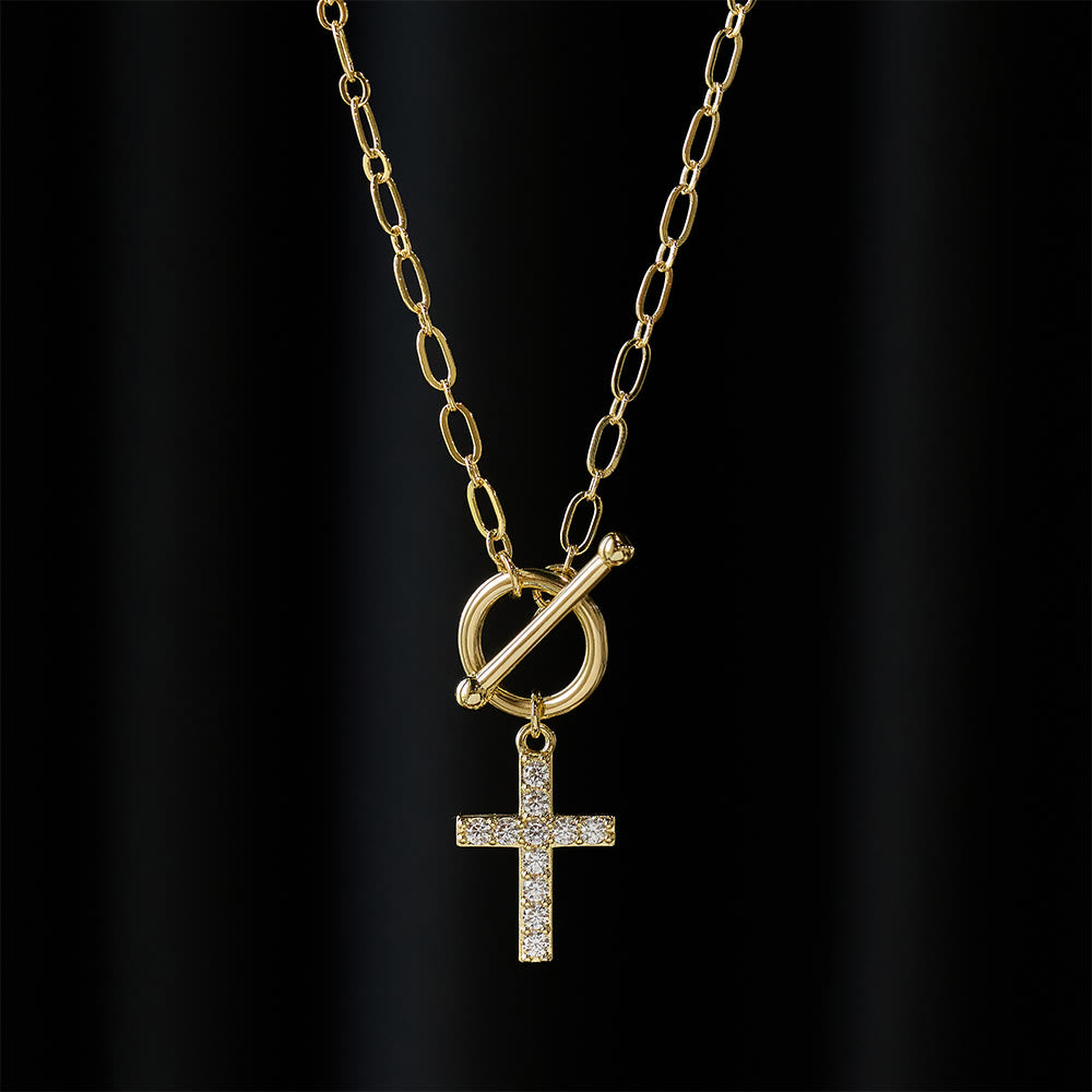 Christianartworkshop Halskette mit Knebelverschluss und Zirkonia-Pavé: Ein Symbol für heiligen Glauben und mühelose Anmut. - image 1