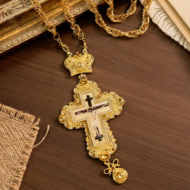 Christianartworkshop Prunkvolle, große Brustkreuzkette mit Kronenverzierung: Ein Symbol heiliger Majestät und Erlösung - Kreuzen - image 0