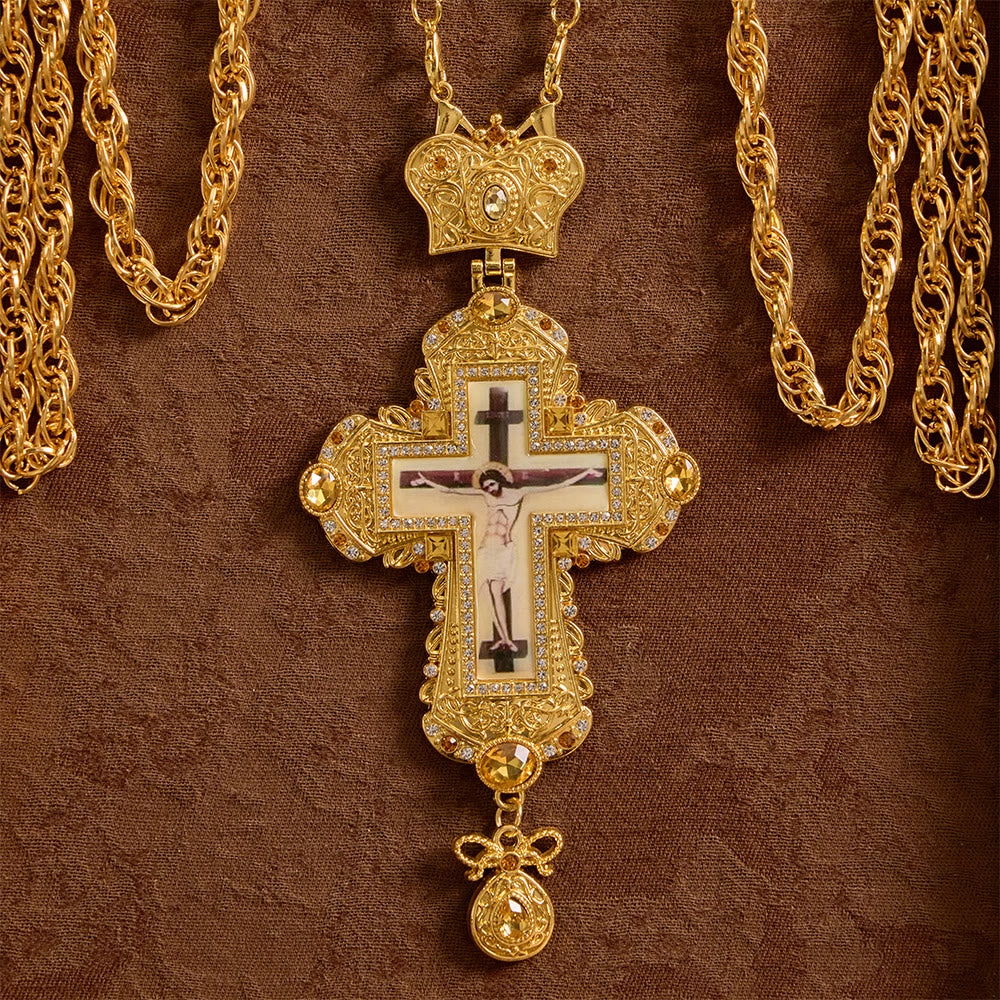 Christianartworkshop Prunkvolle, große Brustkreuzkette mit Kronenverzierung: Ein Symbol heiliger Majestät und Erlösung - image 5