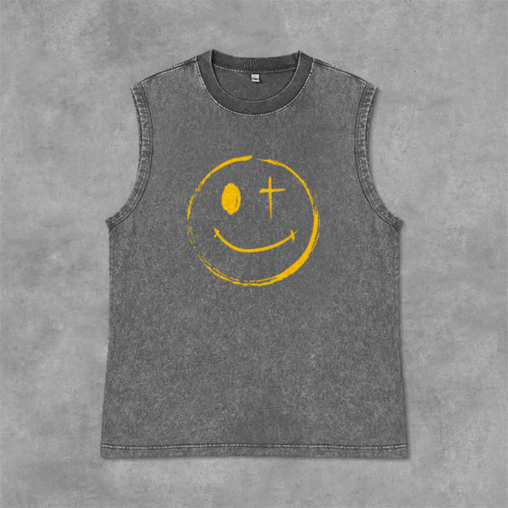Christianartworkshop Smiley Face Jesus Saves Unisex Washed Tank Top - image 19