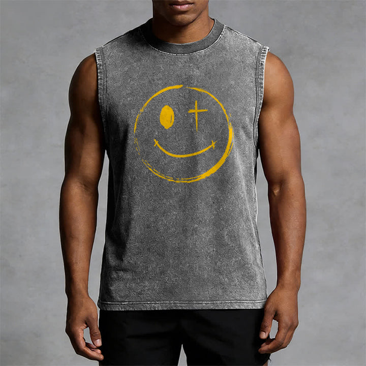 Christianartworkshop Unisex-Tanktop mit Smiley-Gesicht und Jesus-Motiv - image 15