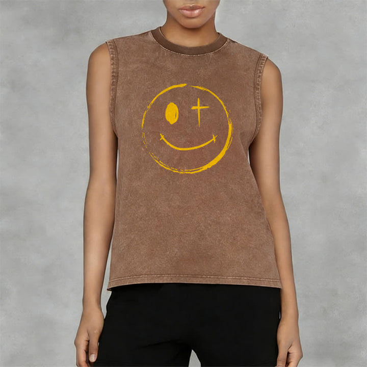 Christianartworkshop Unisex-Tanktop mit Smiley-Gesicht und Jesus-Motiv - image 3