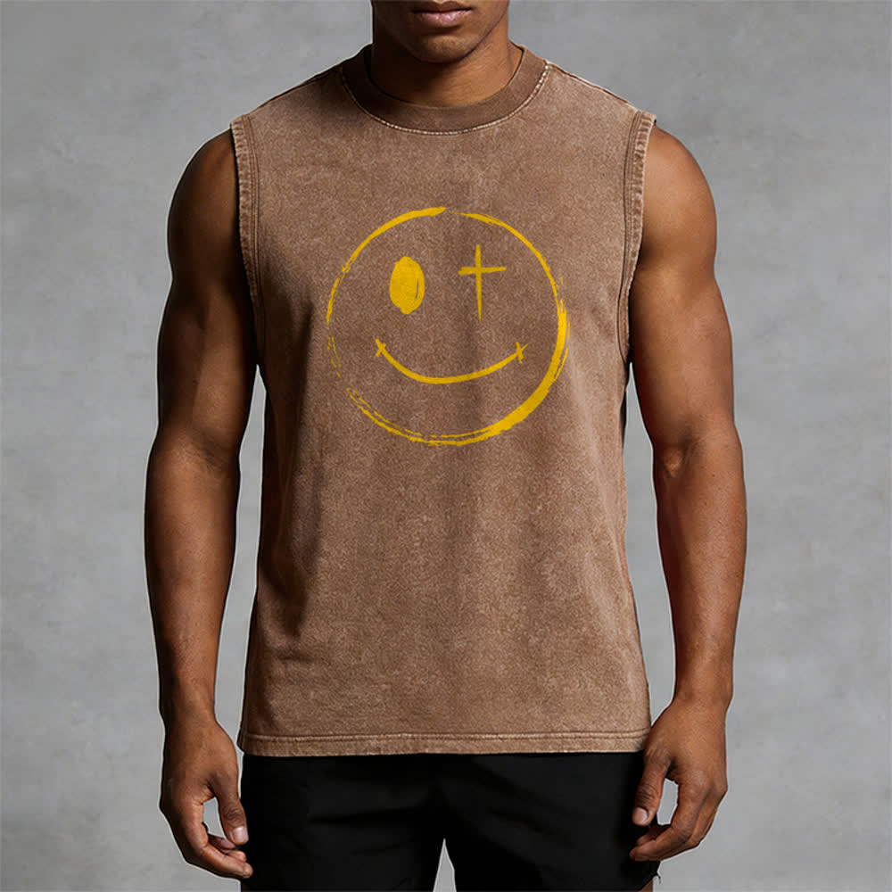 Christianartworkshop Unisex-Tanktop mit Smiley-Gesicht und Jesus-Motiv - image 1
