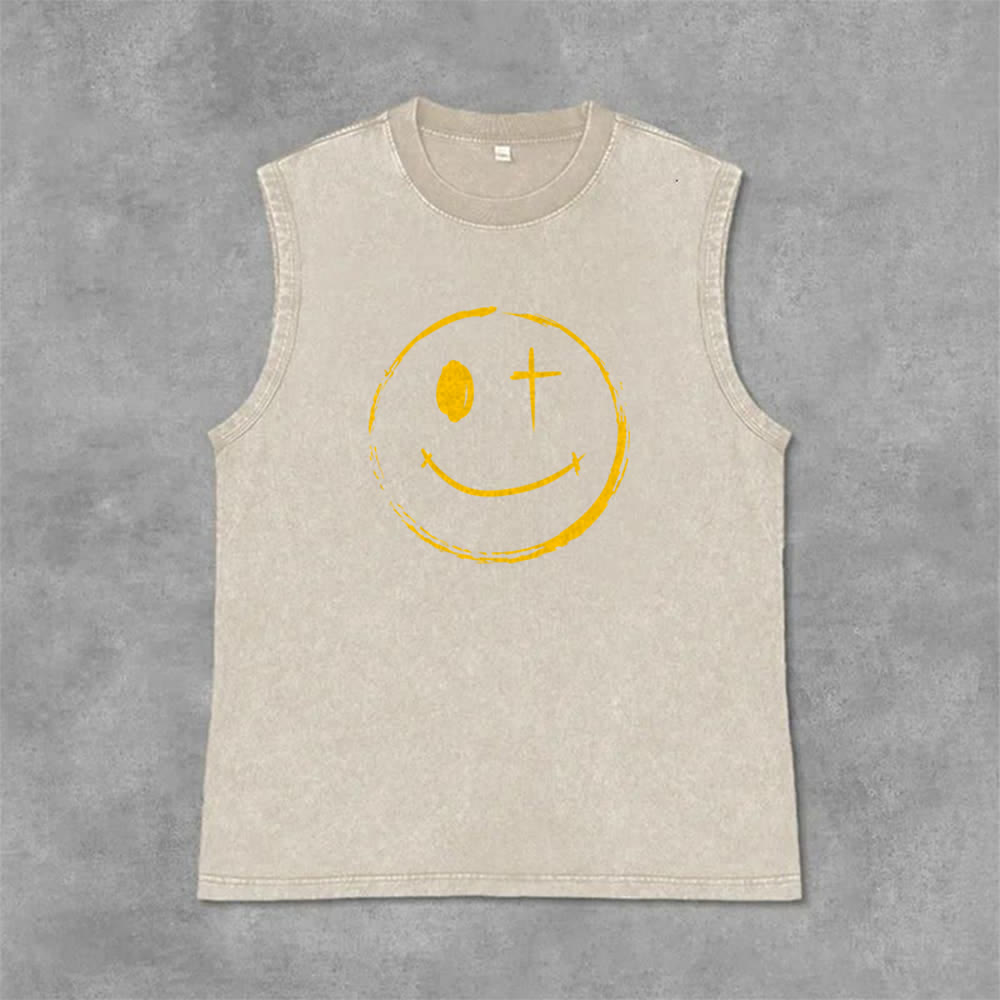 Christianartworkshop Unisex-Tanktop mit Smiley-Gesicht und Jesus-Motiv - image 26