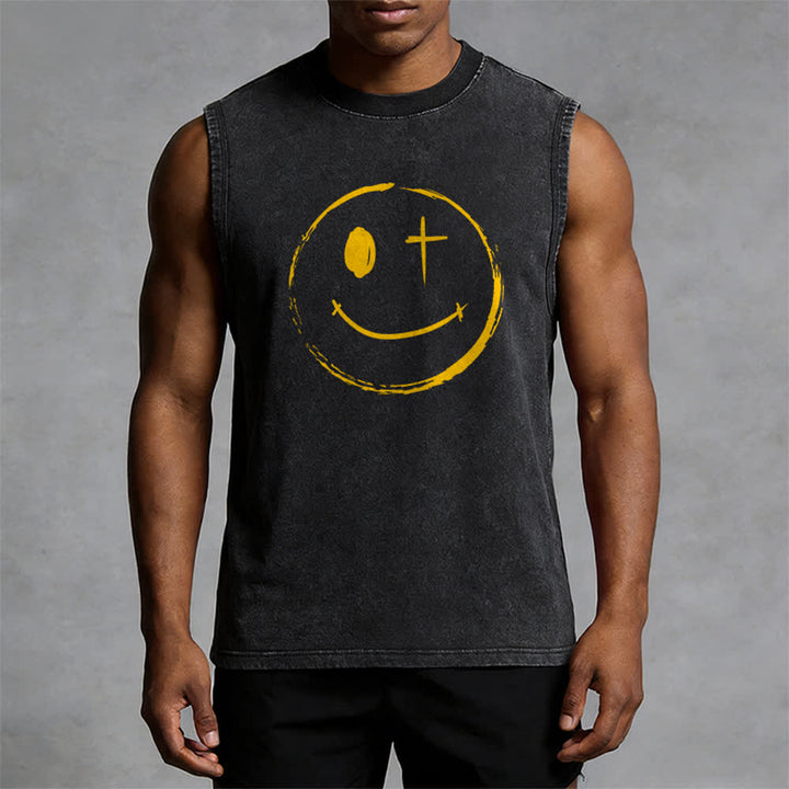 Christianartworkshop Unisex-Tanktop mit Smiley-Gesicht und Jesus-Motiv - image 8