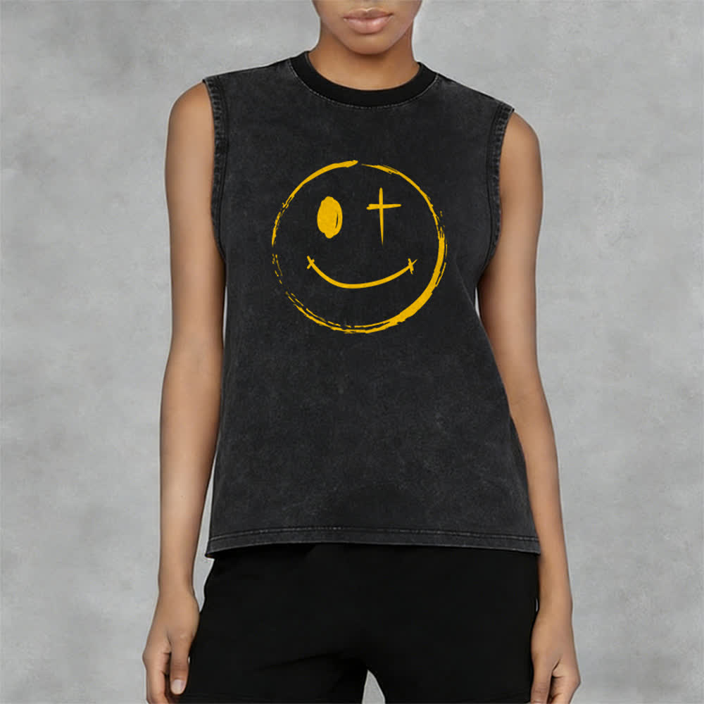 Christianartworkshop Unisex-Tanktop mit Smiley-Gesicht und Jesus-Motiv - image 10