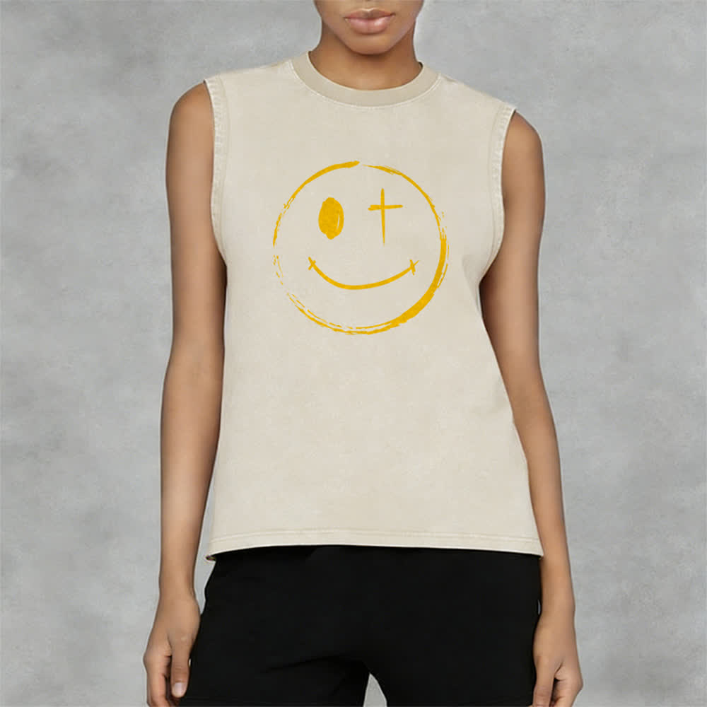 Christianartworkshop Unisex-Tanktop mit Smiley-Gesicht und Jesus-Motiv - image 24