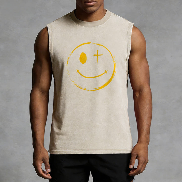 Christianartworkshop Unisex-Tanktop mit Smiley-Gesicht und Jesus-Motiv - image 22
