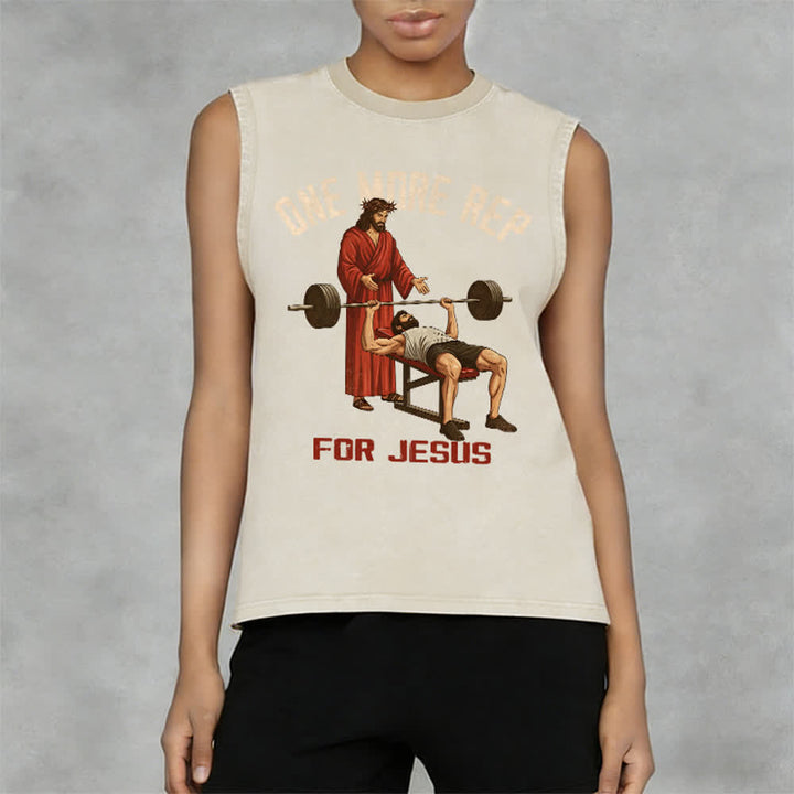 Christianartworkshop One More Rep For Jesus Unisex-Tanktop (gewaschen) - image 8