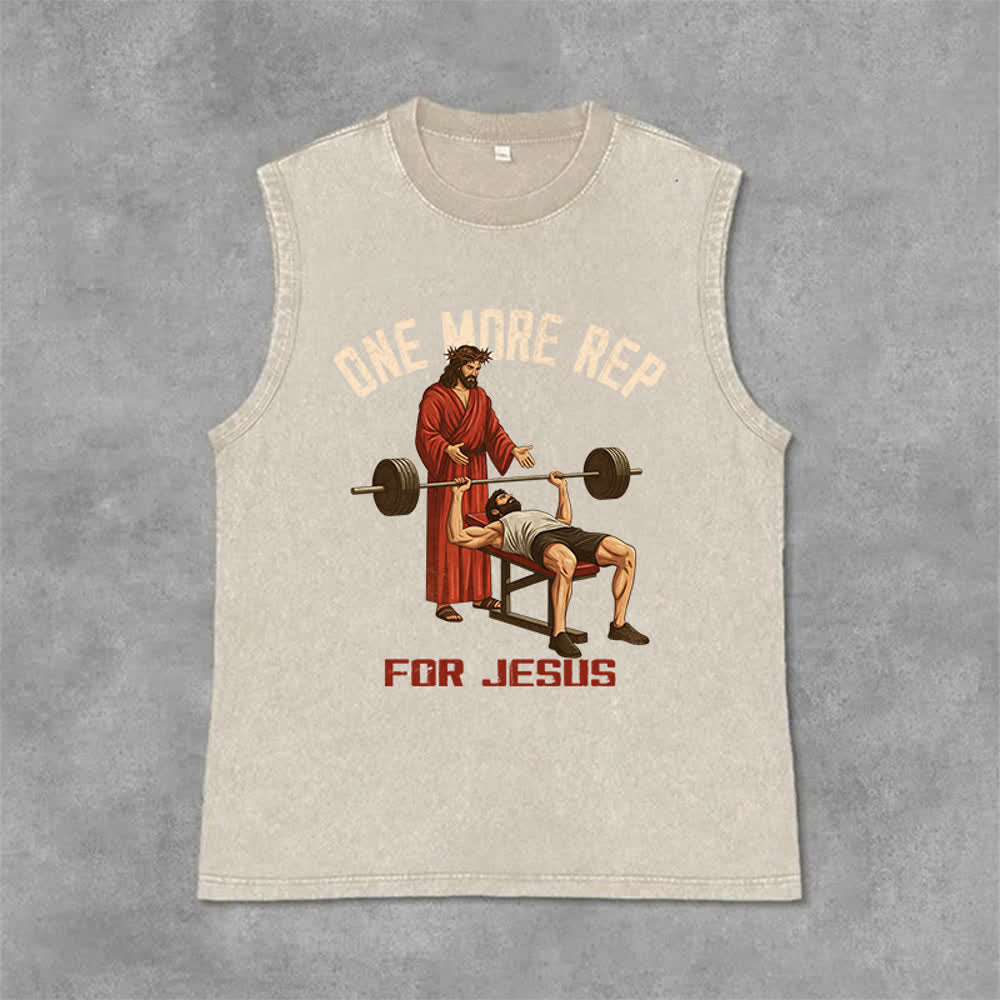 Christianartworkshop One More Rep For Jesus Unisex-Tanktop (gewaschen) - Beige - 2XL - image 6