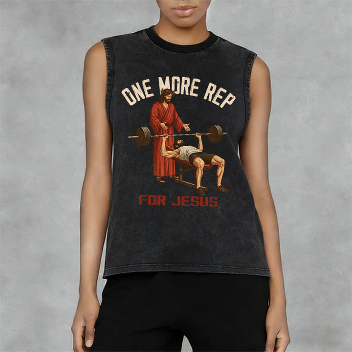 Christianartworkshop One More Rep For Jesus Unisex-Tanktop (gewaschen) - image 2