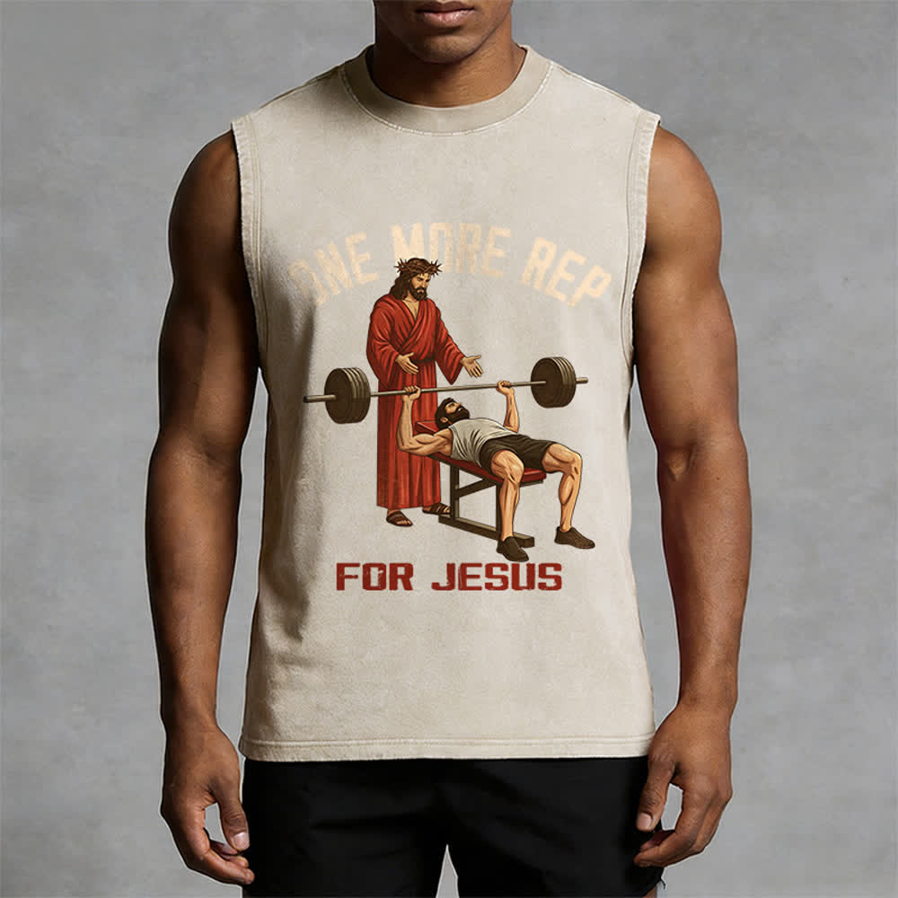Christianartworkshop One More Rep For Jesus Unisex-Tanktop (gewaschen) - image 7