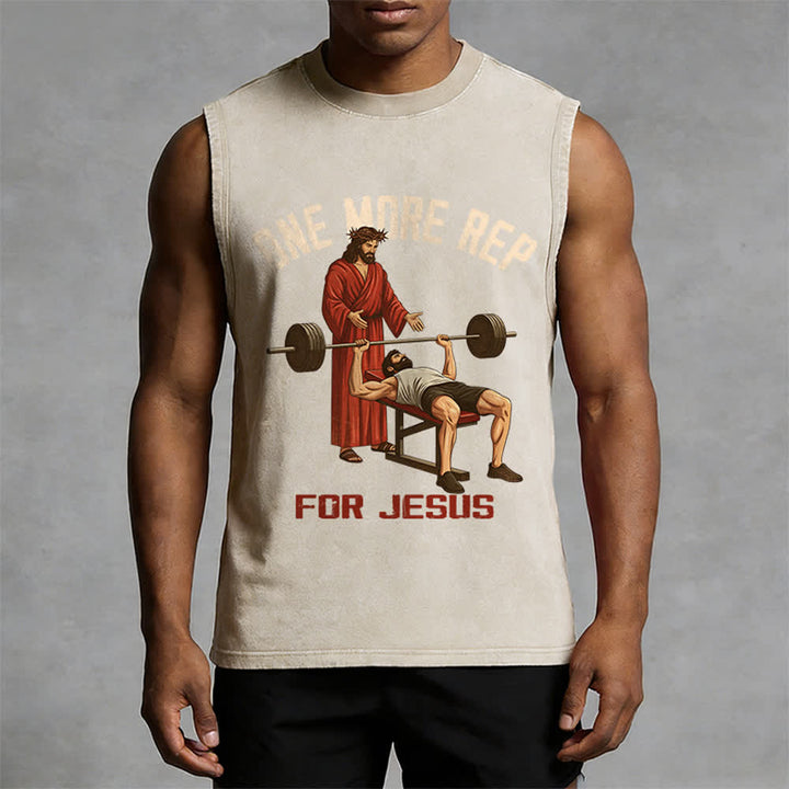 Christianartworkshop One More Rep For Jesus Unisex-Tanktop (gewaschen) - image 7