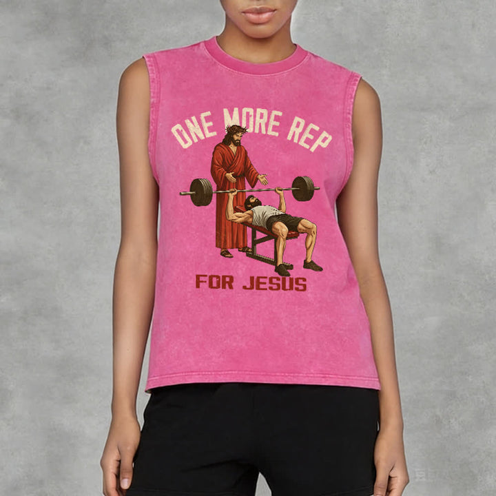Christianartworkshop One More Rep For Jesus Unisex-Tanktop (gewaschen) - image 11