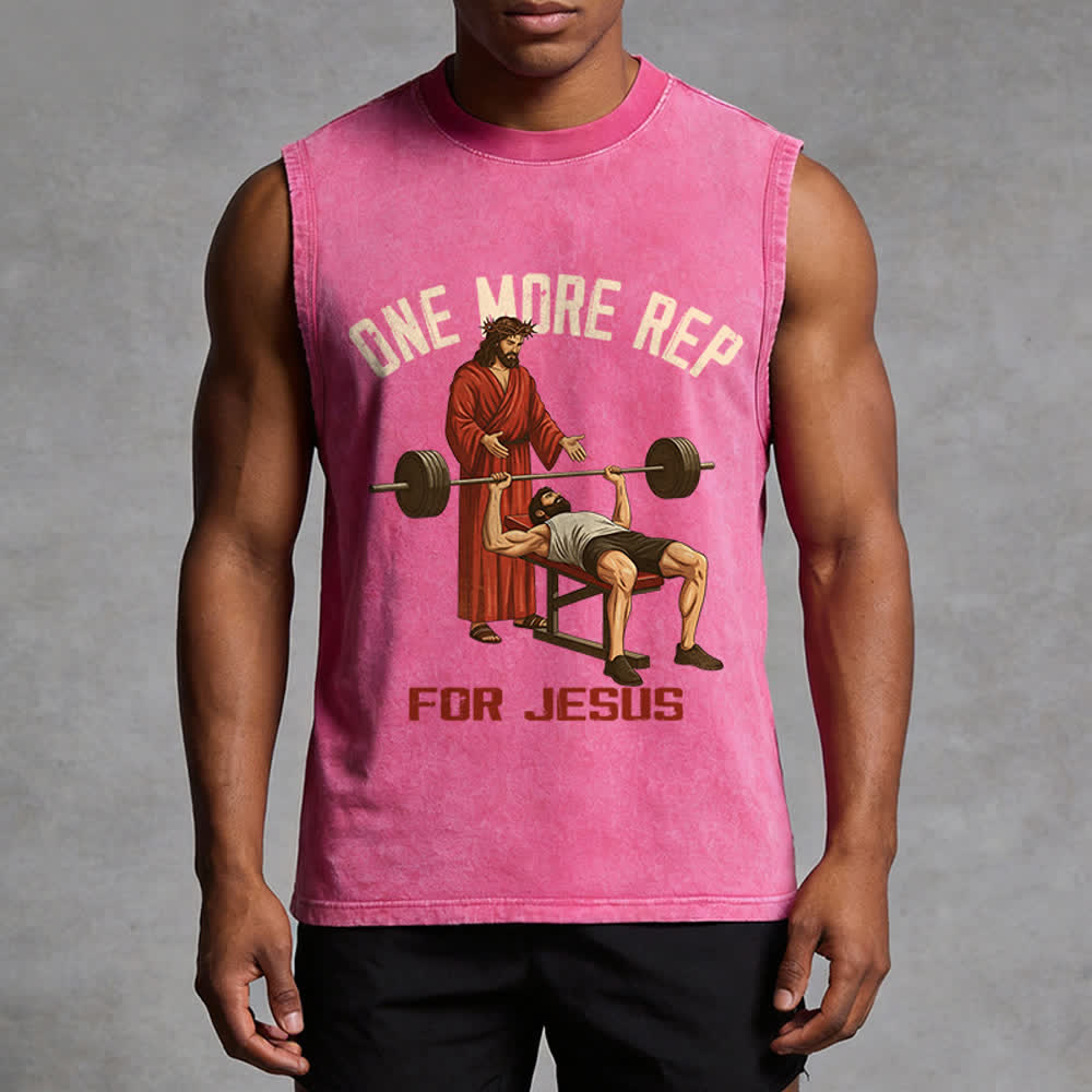 Christianartworkshop One More Rep For Jesus Unisex-Tanktop (gewaschen) - image 10