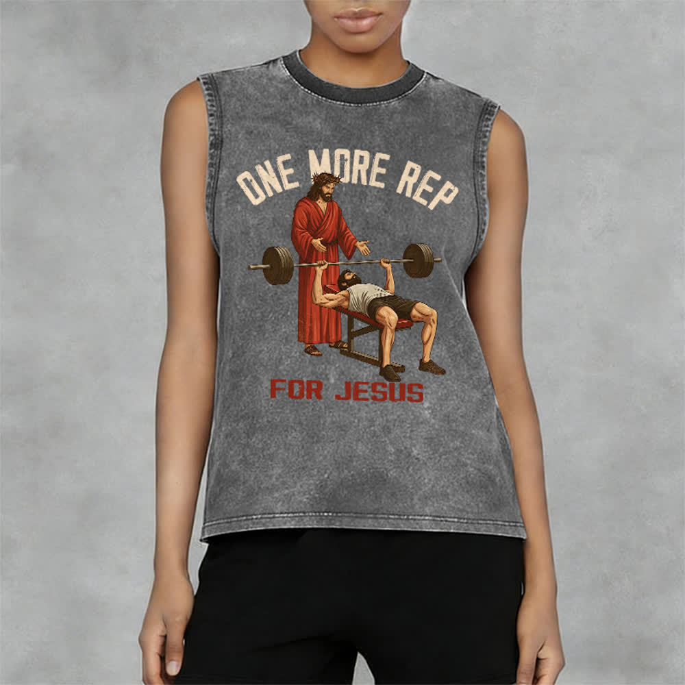 Christianartworkshop One More Rep For Jesus Unisex-Tanktop (gewaschen) - image 5