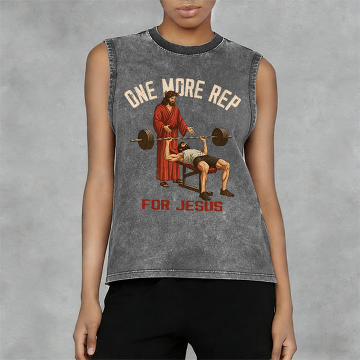 Christianartworkshop One More Rep For Jesus Unisex-Tanktop (gewaschen) - image 5