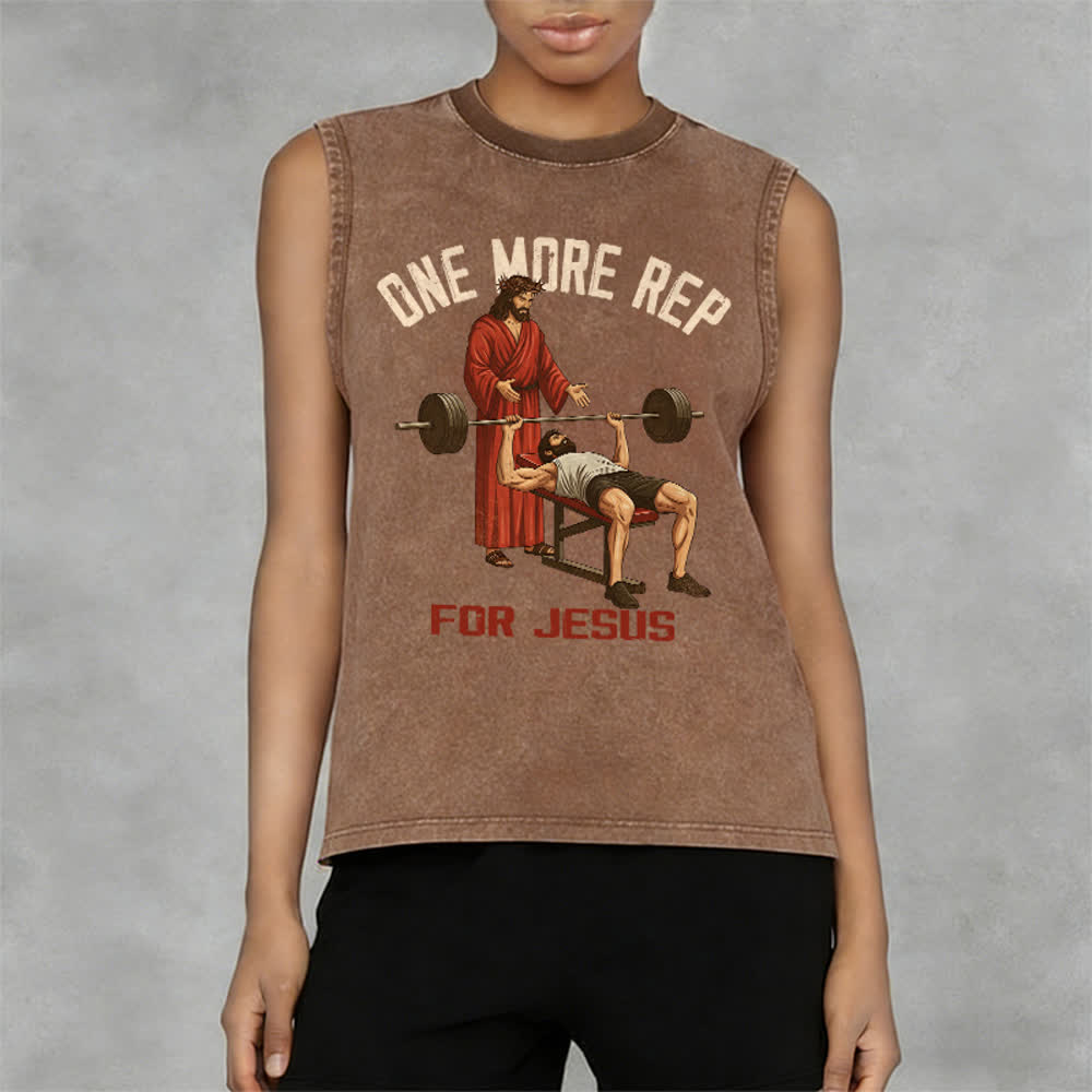 Christianartworkshop One More Rep For Jesus Unisex-Tanktop (gewaschen) - image 14