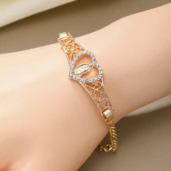 Christianartworkshop Goldfiligranes Marienarmband mit Zirkon-Halo: Ein Symbol marianischer Verehrung und göttlicher Gnade - image 1