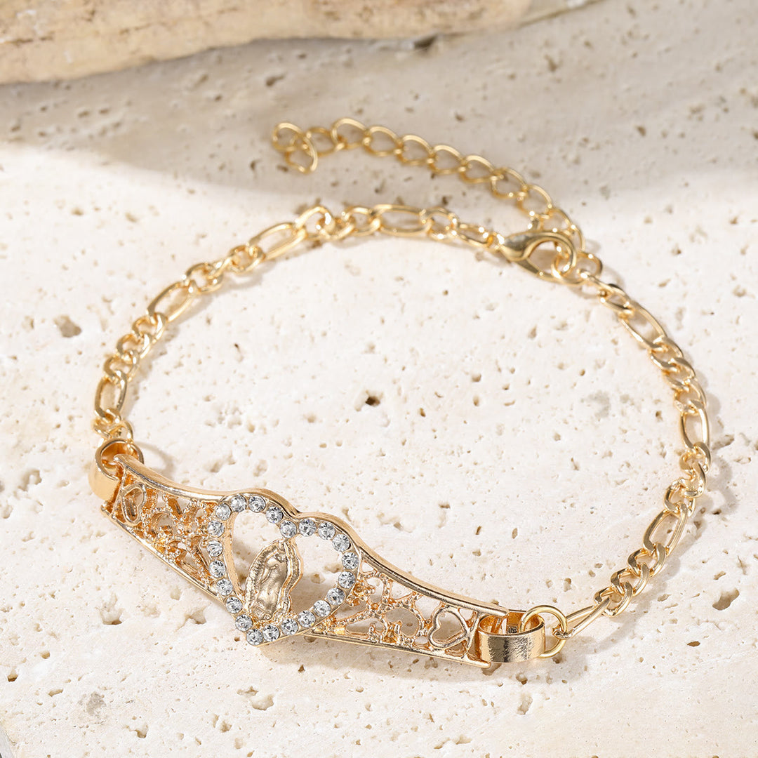 Christianartworkshop Goldfiligranes Marienarmband mit Zirkon-Halo: Ein Symbol marianischer Verehrung und göttlicher Gnade - image 4