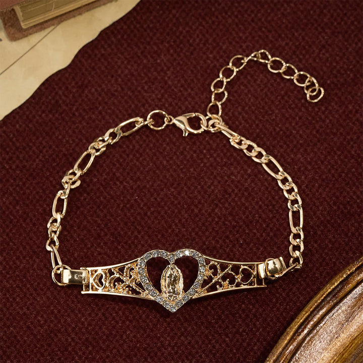Christianartworkshop Goldfiligranes Marienarmband mit Zirkon-Halo: Ein Symbol marianischer Verehrung und göttlicher Gnade - image 2