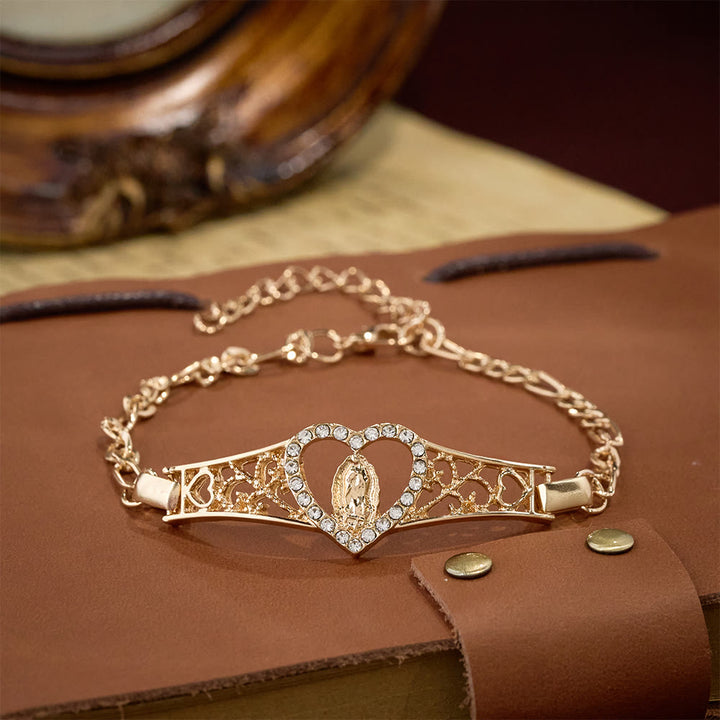 Christianartworkshop Goldfiligranes Marienarmband mit Zirkon-Halo: Ein Symbol marianischer Verehrung und göttlicher Gnade - Unsere Liebe Frau - image 0