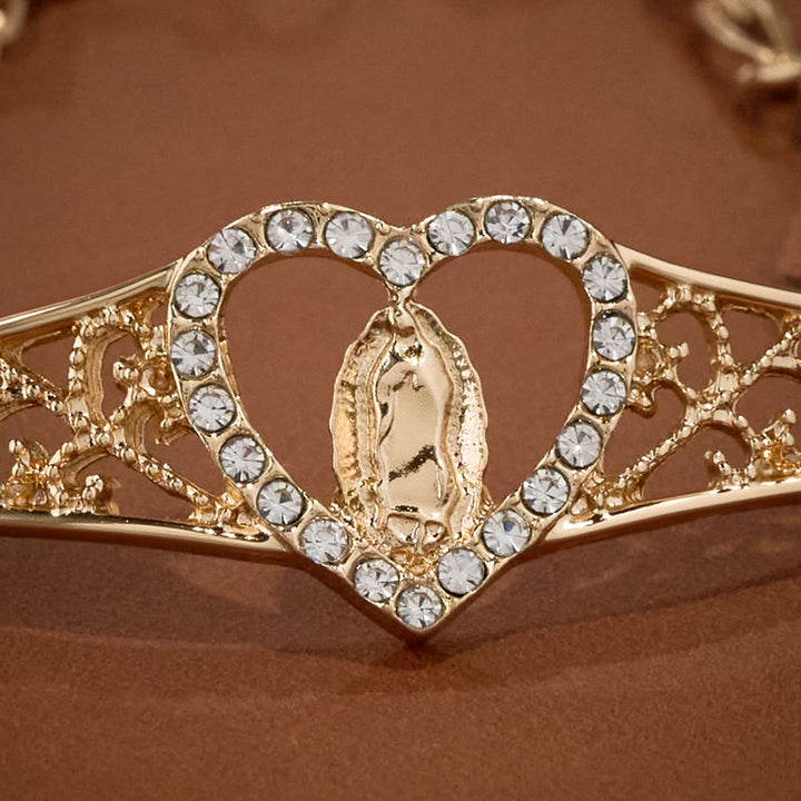 Christianartworkshop Goldfiligranes Marienarmband mit Zirkon-Halo: Ein Symbol marianischer Verehrung und göttlicher Gnade - image 7