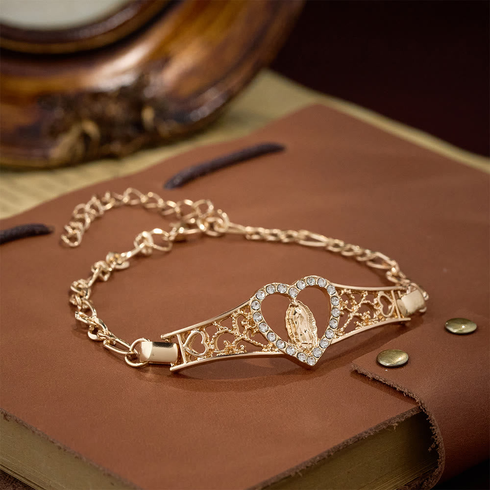 Christianartworkshop Goldfiligranes Marienarmband mit Zirkon-Halo: Ein Symbol marianischer Verehrung und göttlicher Gnade - image 6