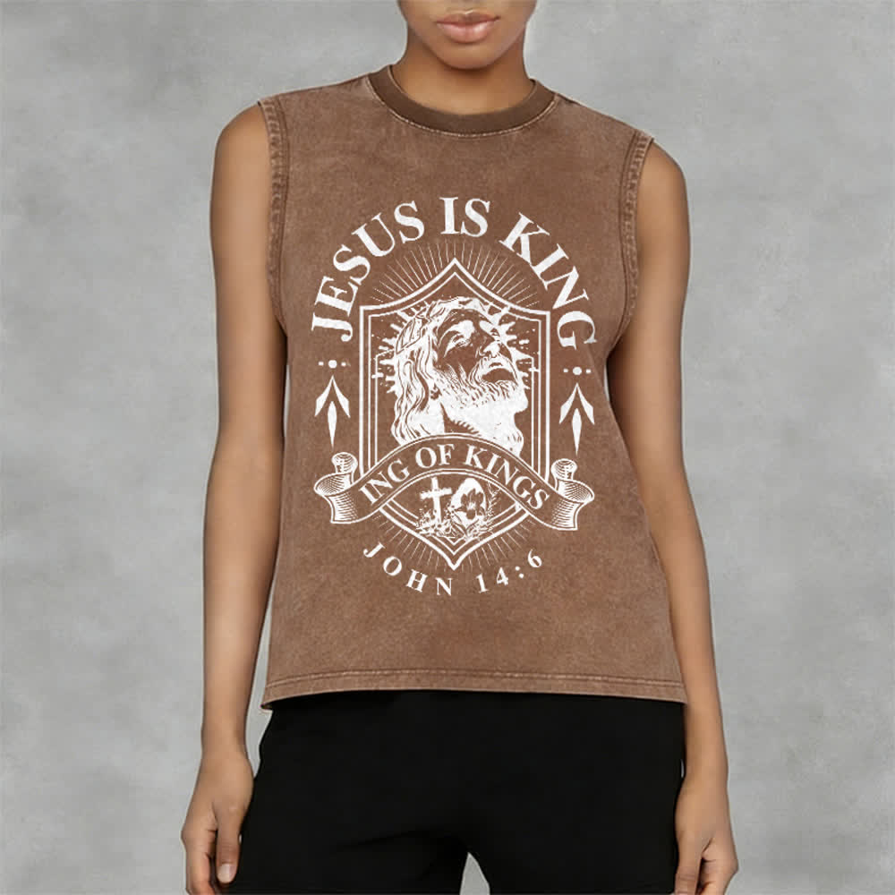 Christianartworkshop Jesus Is King King Of Kings Unisex Washed Tank Top - image 14