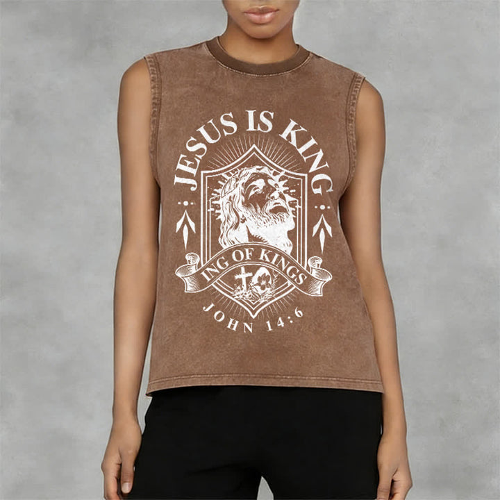 Christianartworkshop Jesus Is King King Of Kings Unisex Washed Tank Top - image 14