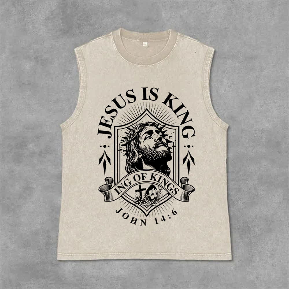 Christianartworkshop Jesus ist König – Unisex-Tanktop (gewaschen) - Beige - 2XL - image 0